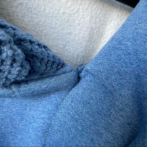 Blue Asymmetrical Zip Sweatshirt with Knit Collar - Picture 7 of 12